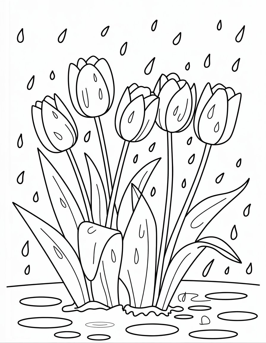 Tulips in Rain
